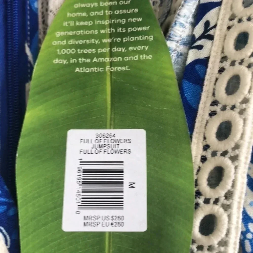 Farm Rio Full of Flowers jumpsuit Sz Medium New with Tags lots of blue - Picture 9 of 15